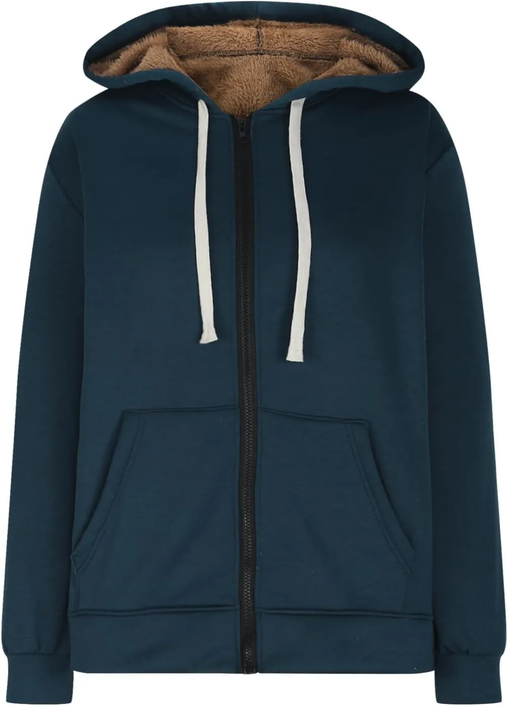 Womens Sherpa Hoodies Full Zip Up Casual Fleece Lined Jacket Coats Drawstring Thermal Winter Outerwear Fashion 2024