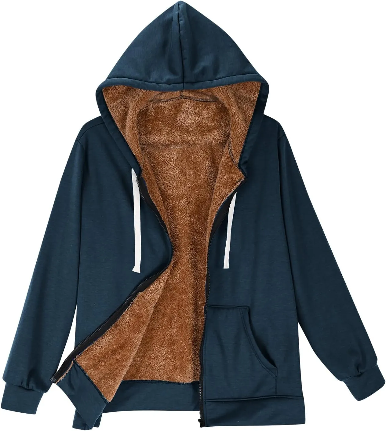 Womens Sherpa Hoodies Full Zip Up Casual Fleece Lined Jacket Coats Drawstring Thermal Winter Outerwear Fashion 2024