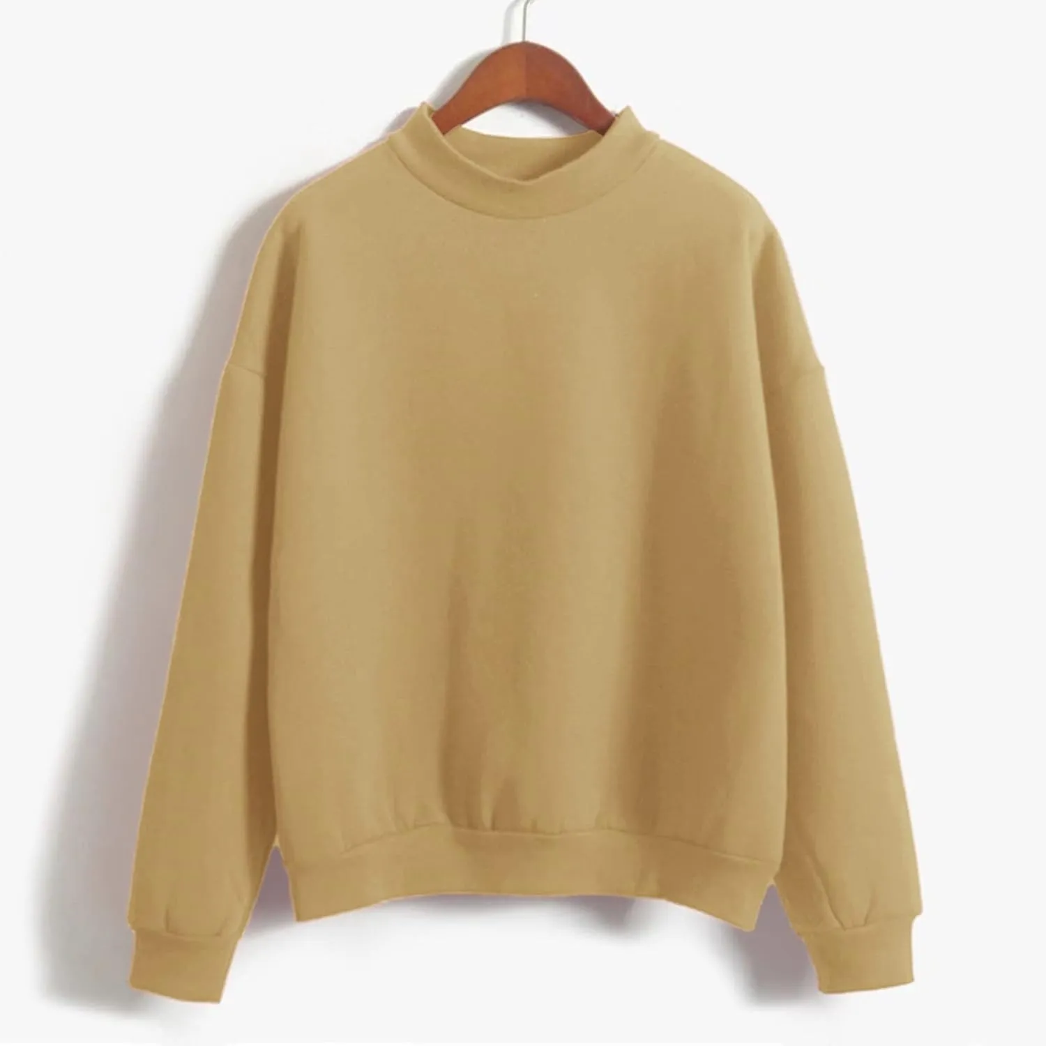 Womens Soldi Color Hoodies Casual Turtleneck Long Sleeve Loose Joggers Pullover Sweatshirts Fall Outdoor Workout Tops
