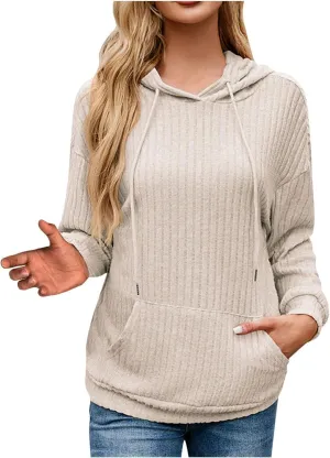Womens Striped Oversized Hoodie Long Sleeve Fleece Drawstring Sweatshirts 2024 Casual y2k Fall Pullover Top Trendy