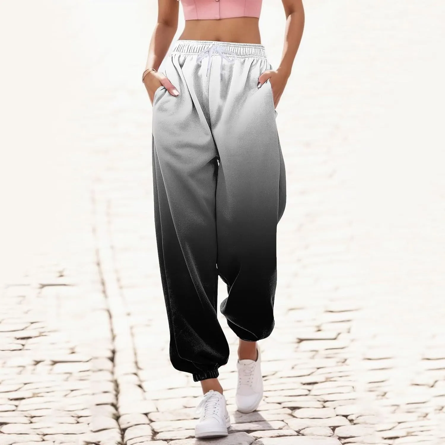 Women's Sweatpants Petite Length Pockets Pants Casual Workout Athletic Joggers Drawstring Waist Sweat Pants