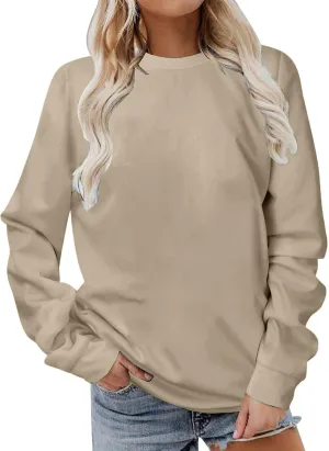 Womens Sweatshirts Long Sleeve Crew Neck Pullover Sweatshirt Casual Outfits Fall Clothes Loose Trendy Shirt 2025