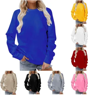 Womens Sweatshirts Long Sleeve Crew Neck Pullover Sweatshirt Casual Outfits Fall Clothes Loose Trendy Shirt 2025