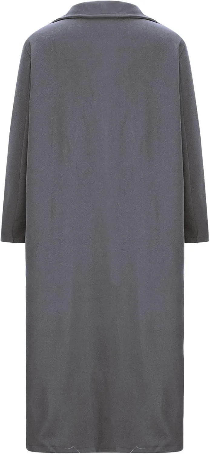 Women's Trench Coat 2024 Fall Winter Trendy Plus Size Overcoat Classic Lapel Open Front Cardigan Wool Outwerar M-4XL