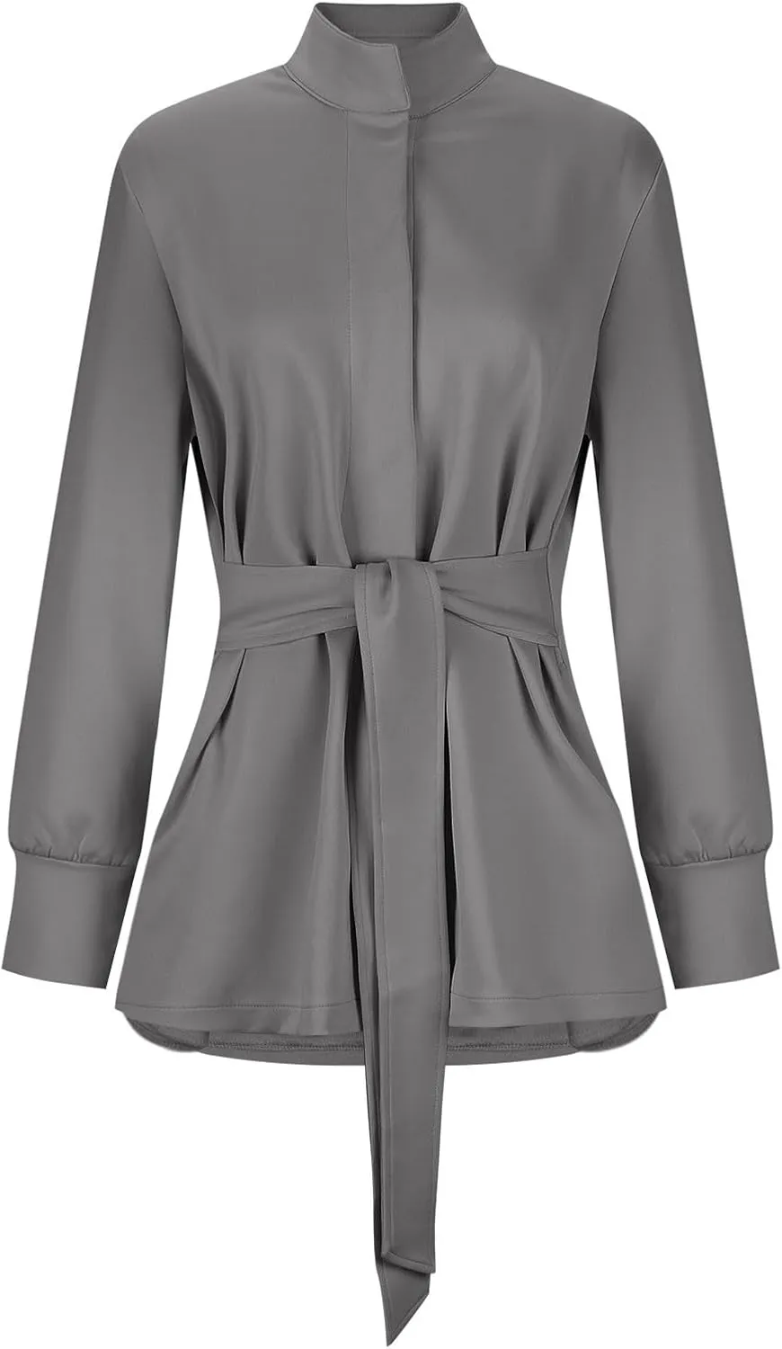 Womens Trench Coat, Mid Long Elegant Outerwear Coats Classic Trendy Overcoats Lapel Winter Solid Jackets with Belt