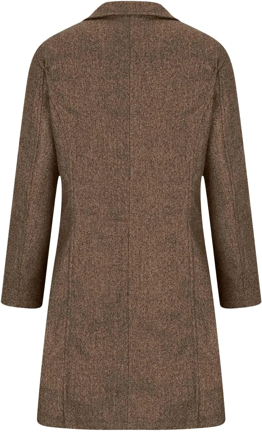 Womens Trench Coat Winter Wool Blend Notch Lapel Peacoats Camel Mid-Long Button Down Winter Jackets Outwear