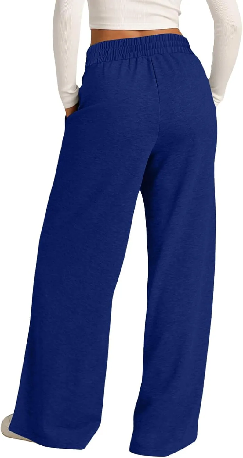 Womens Wide Leg Sweatpants Baggy Sweatpants 2025 Lightweight High Waist Drawstring Athletic Joggers with Pockets