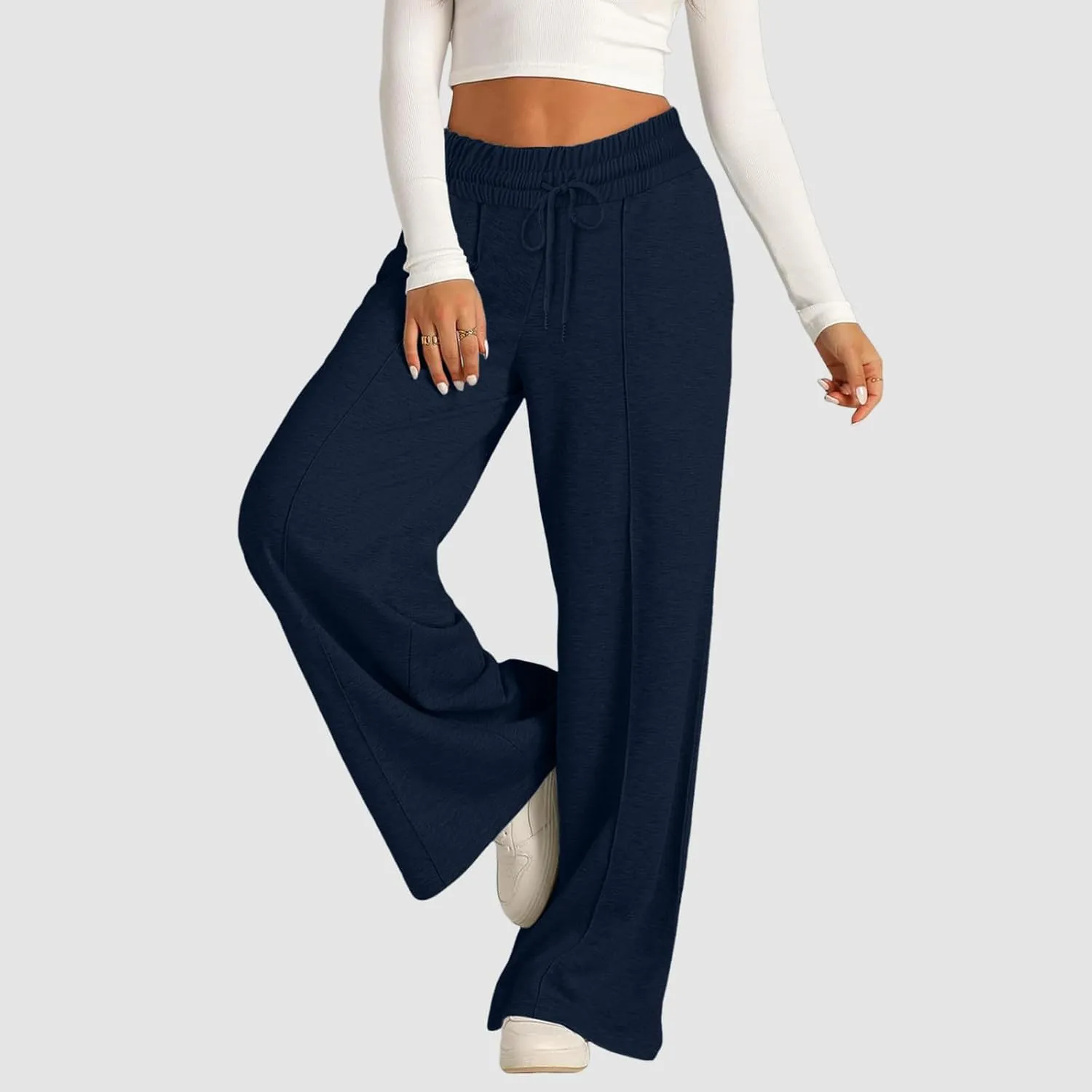Womens Wide Leg Sweatpants Baggy Sweatpants 2025 Lightweight High Waist Drawstring Athletic Joggers with Pockets