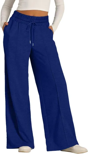 Womens Wide Leg Sweatpants Baggy Sweatpants 2025 Lightweight High Waist Drawstring Athletic Joggers with Pockets