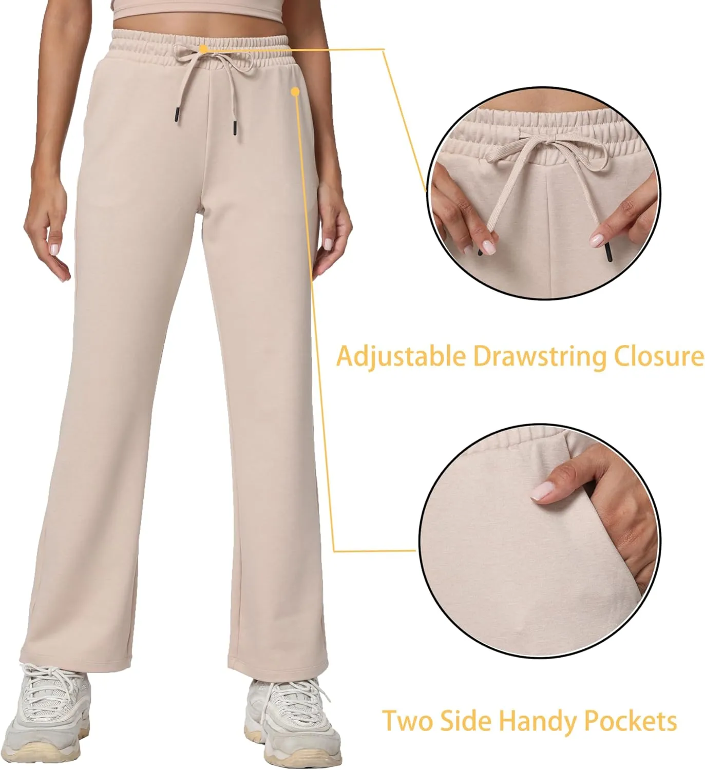 Women's Workout Joggers with Pockets-Quick Dry Athletic Lounge Pants for Hiking Yoga and Running