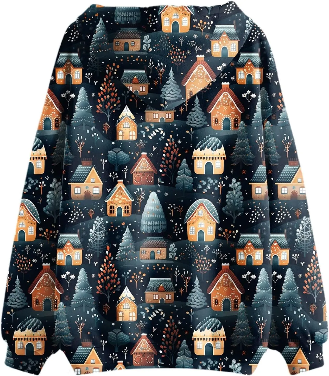 Women's Zip Up Hoodies Oversized Novelty Print Long Sleeve Crewneck Jacket Xmas Pullover with Pockets