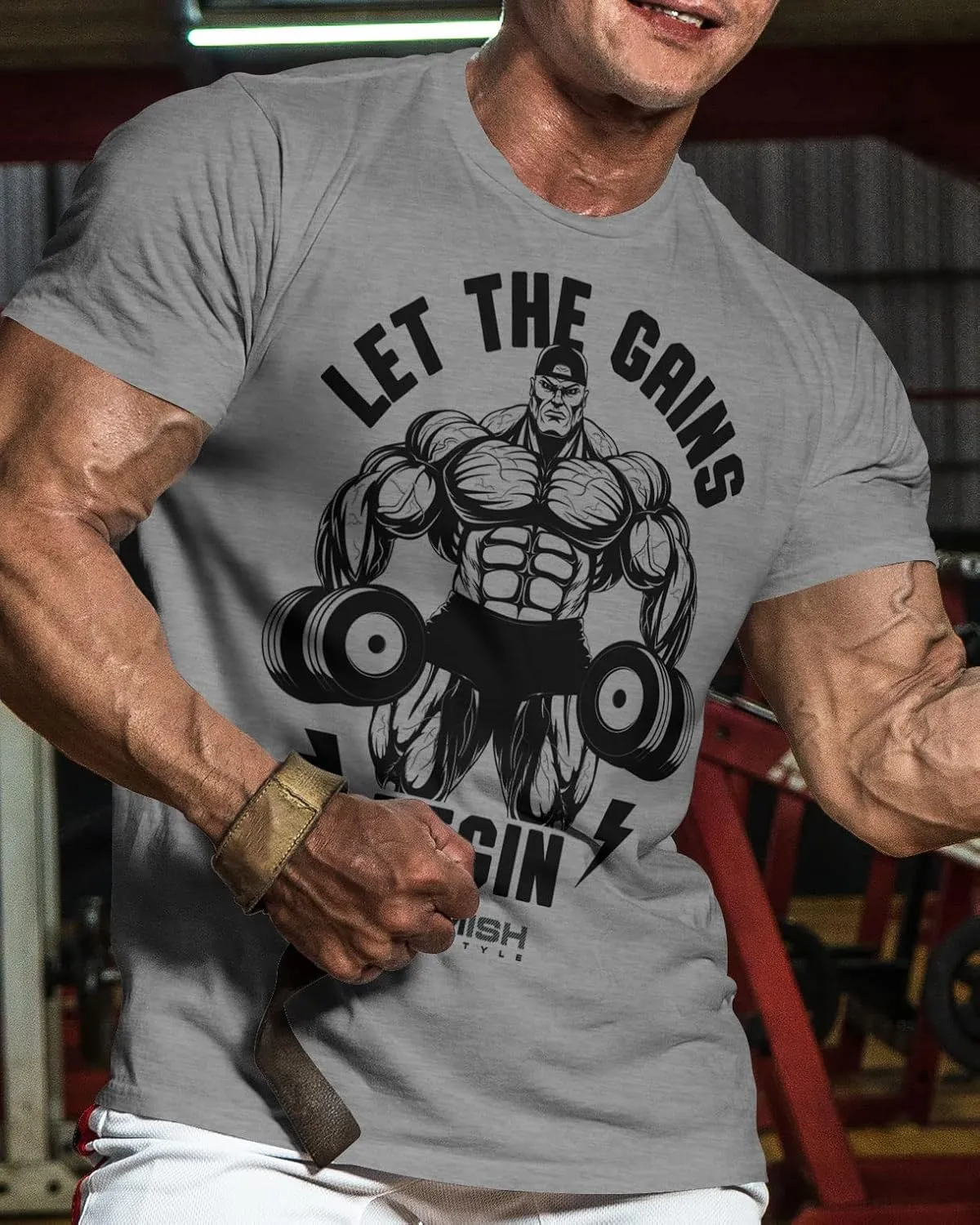 Workout Shirts for Men, Let The Gains Begin Gym Shirt Funny Sayings Lifting T-Shirt
