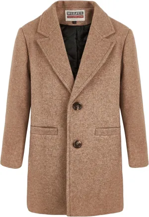 WULFUL Boys Wool Coat Single Breasted Trench Coat Winter Pea Coat