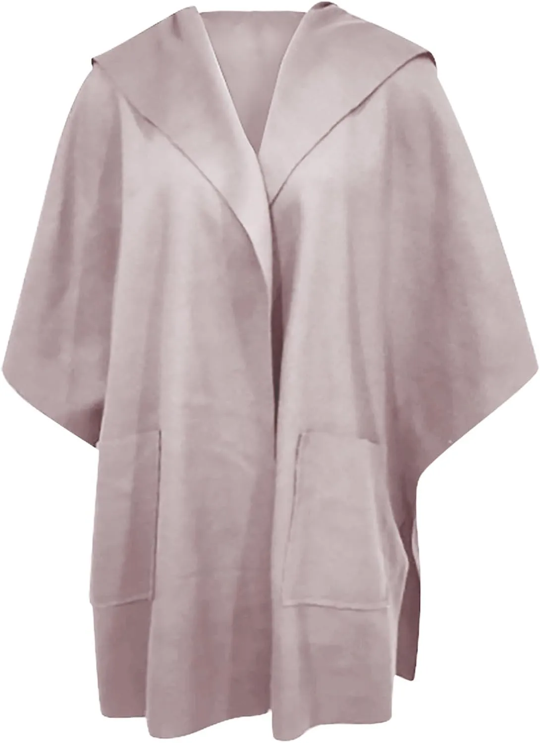 XOWRTE Women's Half Sleeve Poncho Single Breasted Winter Casual Lightweight Cape Cloak Coat Waterproof Lapel Fashions Jacket
