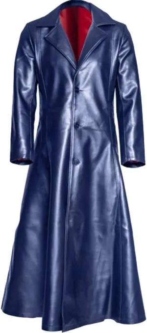 XUNRYAN Mens Long Leather Jacket Trench Coat Big and Tall Retro Faux-Leather Vintage Steampunk Gothic Jacket Overcoat