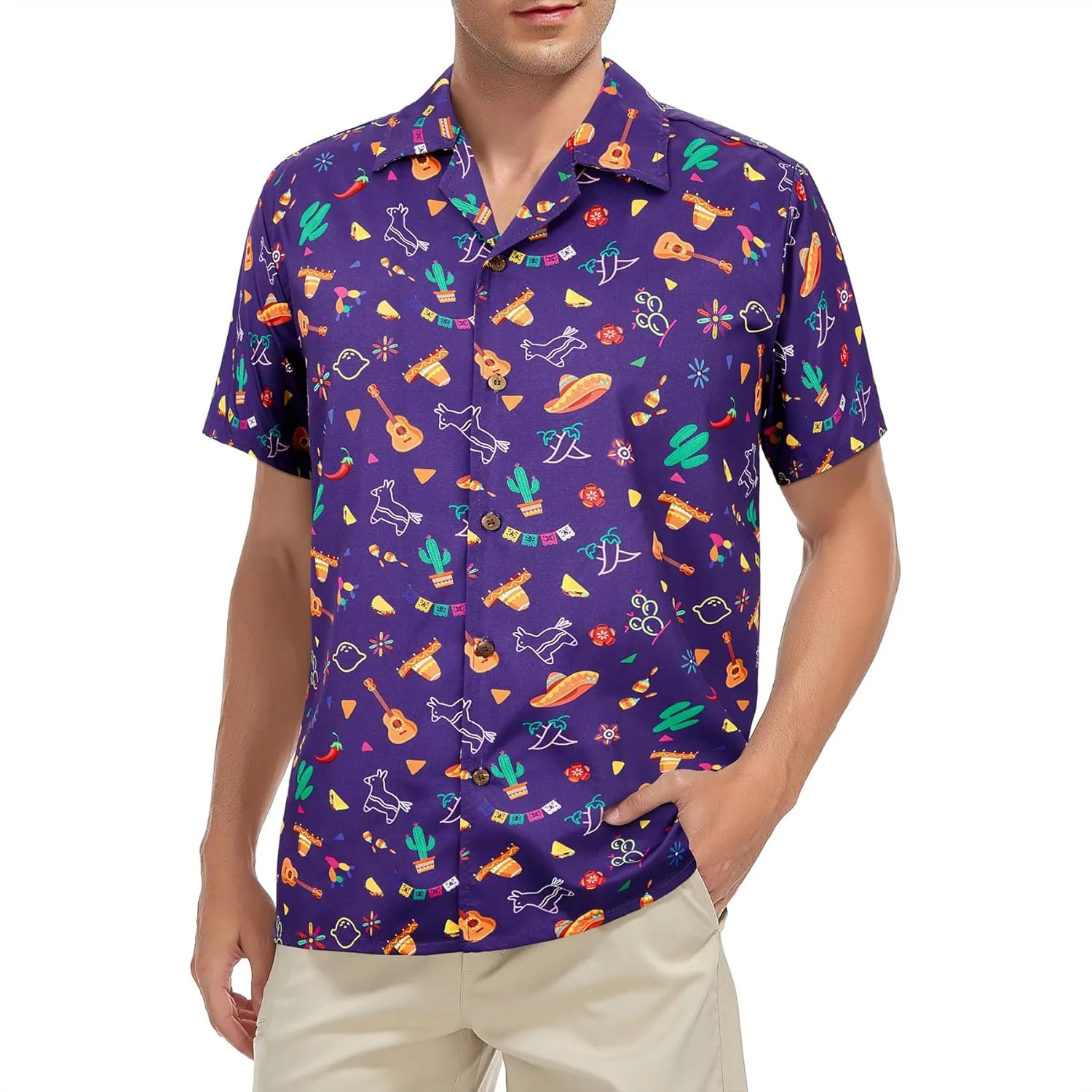 Zando 80s 90s Shirt for Men Retro Button Down Short Sleeve Shirt, Funny Shirt for Hawaiian Beach Disco Theme Party Outfit Top