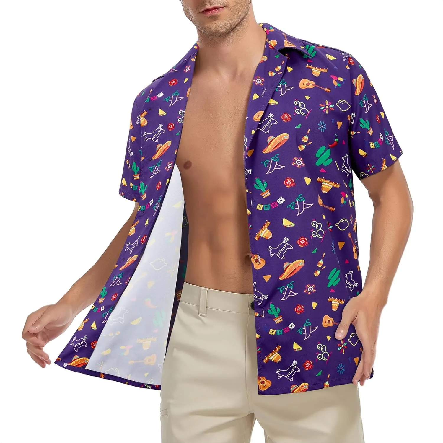 Zando 80s 90s Shirt for Men Retro Button Down Short Sleeve Shirt, Funny Shirt for Hawaiian Beach Disco Theme Party Outfit Top
