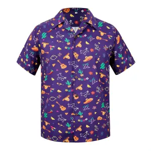 Zando 80s 90s Shirt for Men Retro Button Down Short Sleeve Shirt, Funny Shirt for Hawaiian Beach Disco Theme Party Outfit Top