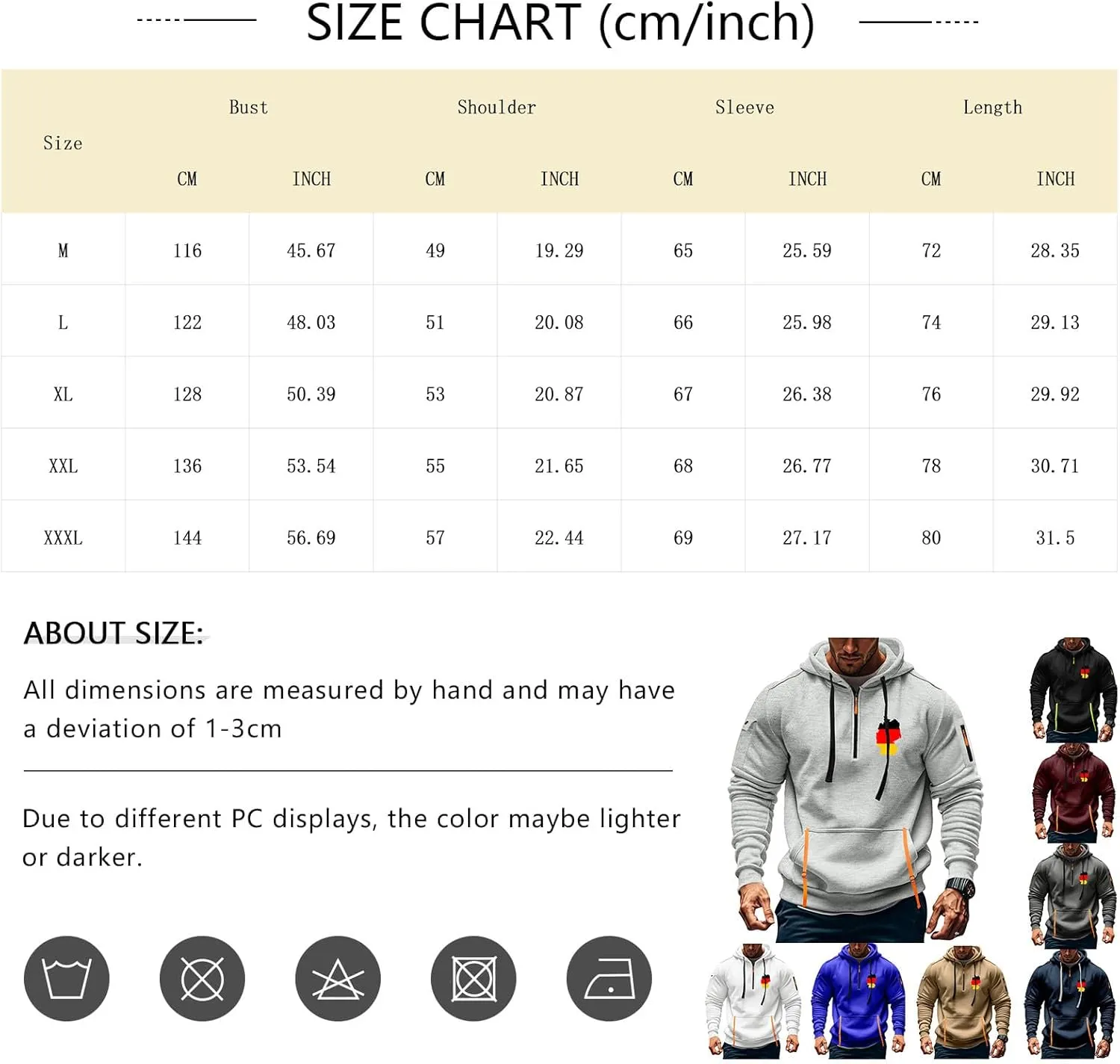 ZEFOTIM Big and Tall Hoodies for Men Drawstring Quarter Zip Hoodie German Flag Sweatshirt Lounge Hoodies with Pockets