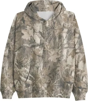 ZWRXW Womens Camo Hoodies Sweatshirts Maple Leaf Printed Fleece Oversized Pullover Casual Long Sleeve Tops with Pocket