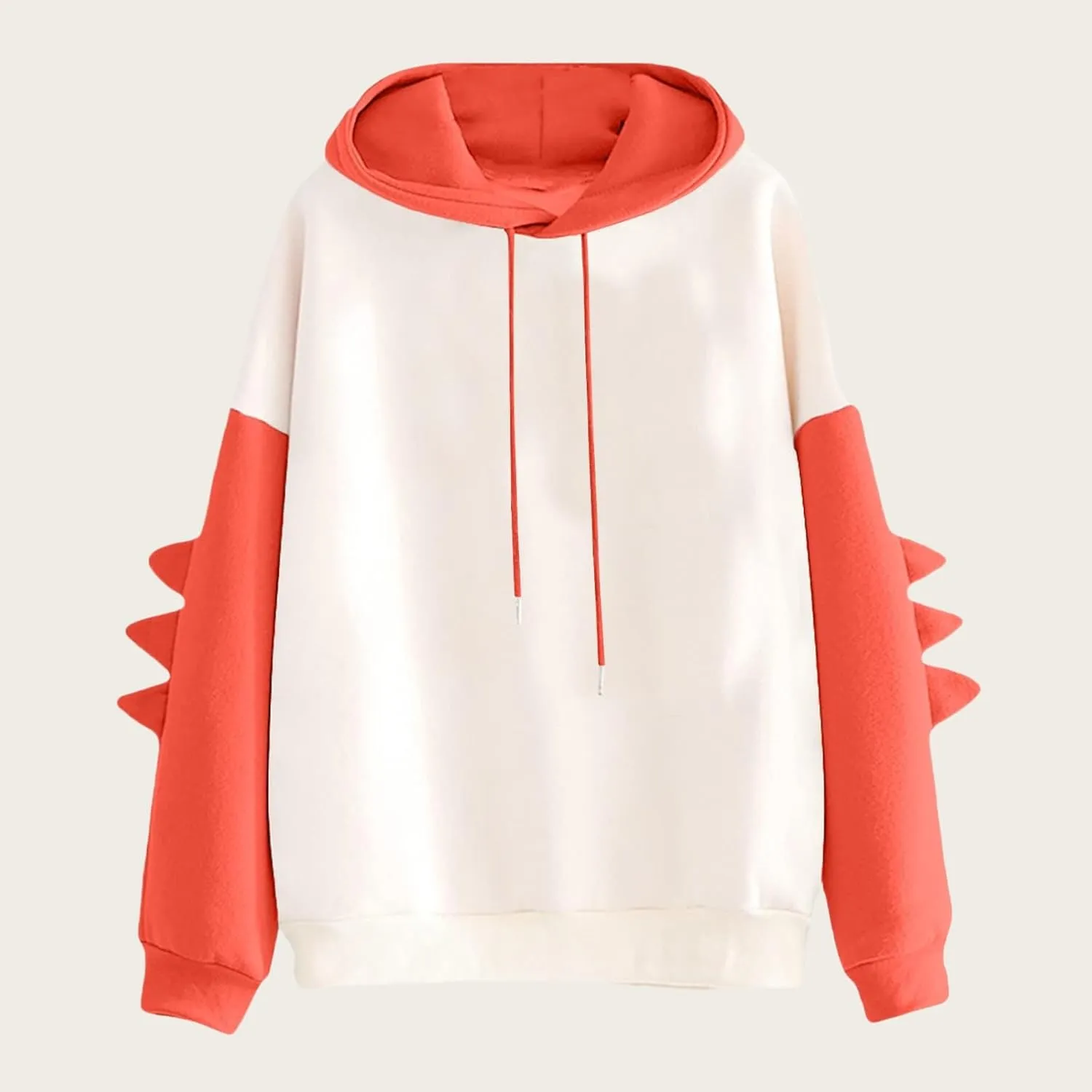 ZWRXW Womens Dinosaur Hooded Sweatshirt Color Block Long Sleeve Oversized Pullover Tops Cute Drawstring Hoodies Sweatshirts