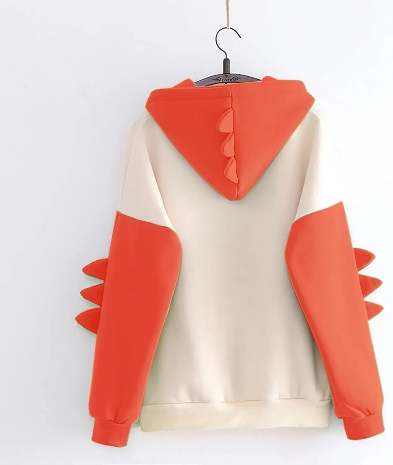 ZWRXW Womens Dinosaur Hooded Sweatshirt Color Block Long Sleeve Oversized Pullover Tops Cute Drawstring Hoodies Sweatshirts